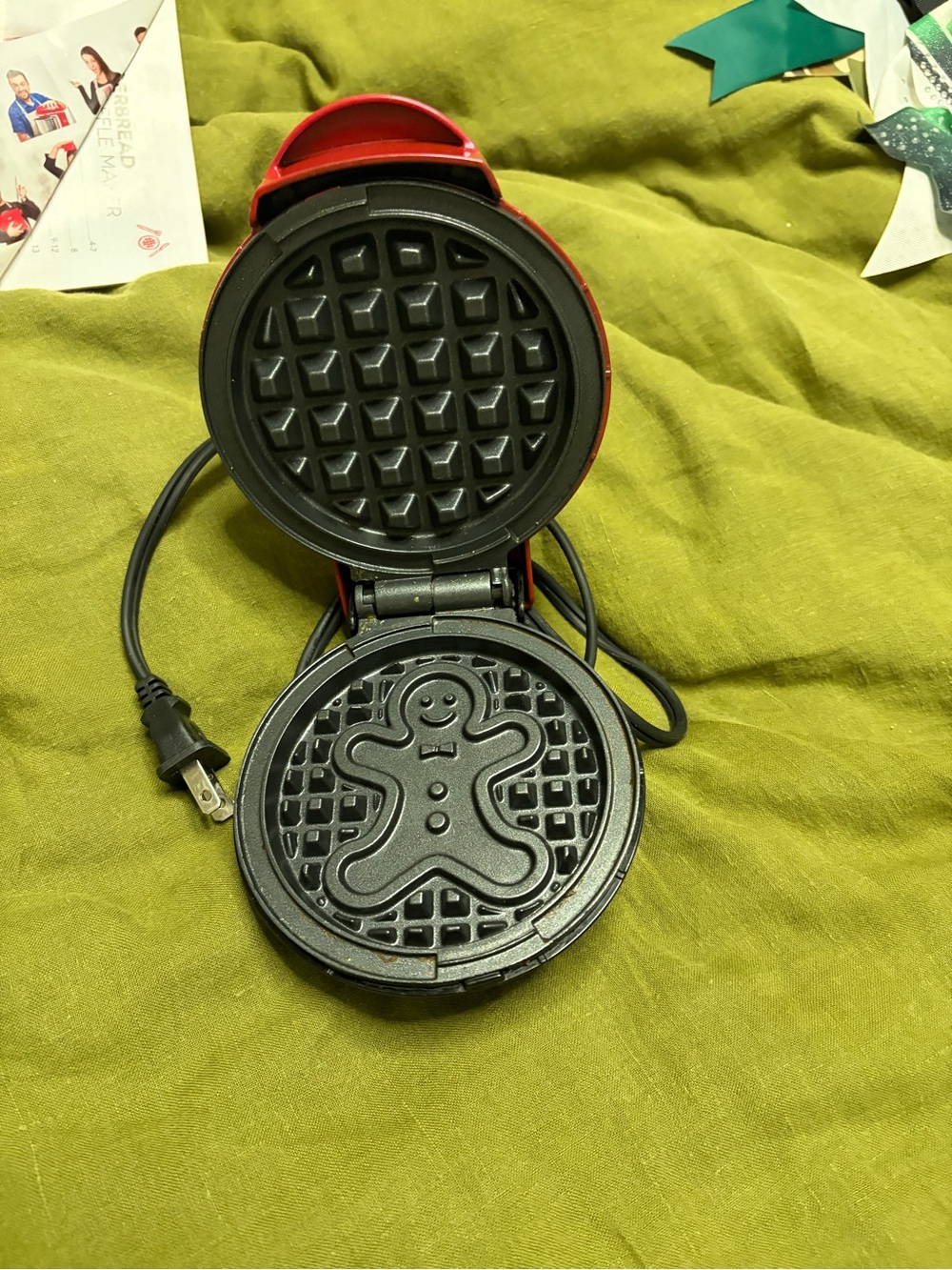 Ash Red Gingerbread Man Mini Waffle Maker